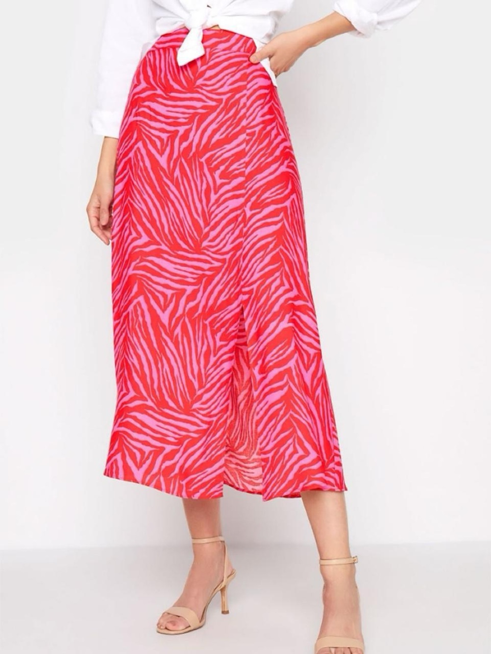 Lush Pink Zebra Print Midi Skirt Size Small